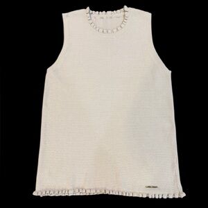 Elie by Elie Tahari Textured Knit Sleeveless Top –‎ Cream / Off-White
